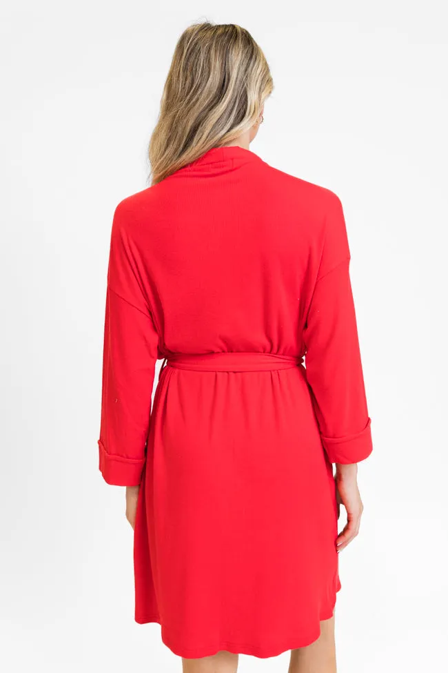 Drifting Off Red Ribbed Robe FINAL SALE sold by Pink Lily product image thumbnail 4