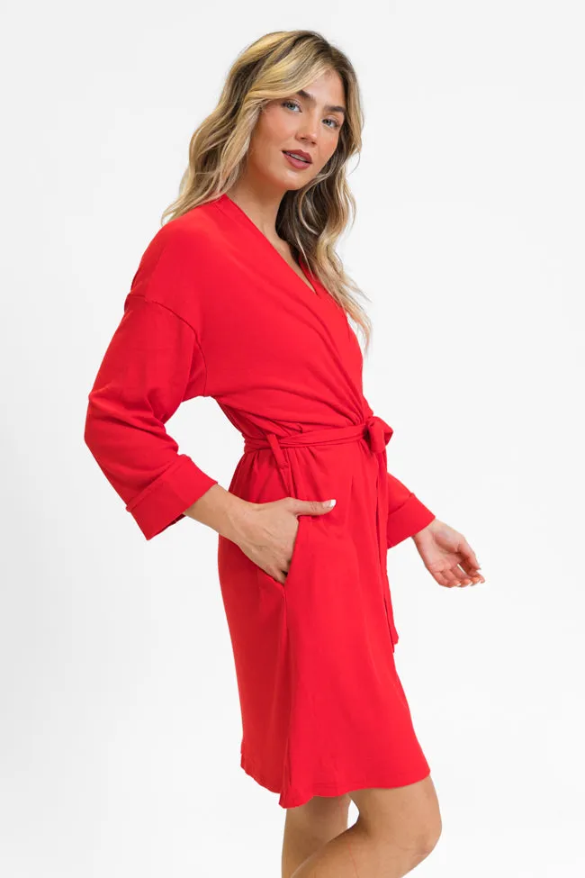 Drifting Off Red Ribbed Robe FINAL SALE sold by Pink Lily product image thumbnail 3