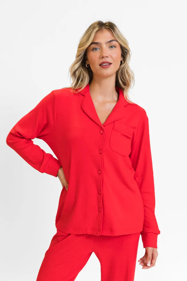 Drifting Off Red Ribbed Pajama Set FINAL SALE sold by Pink Lily product image thumbnail 2