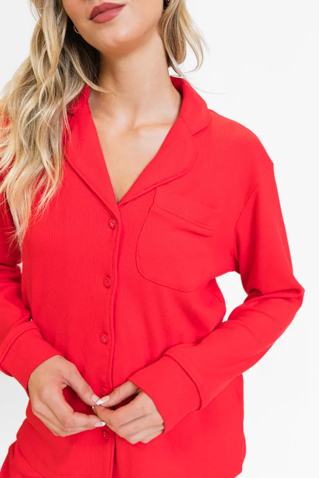 Drifting Off Red Ribbed Pajama Set FINAL SALE sold by Pink Lily product image thumbnail 3