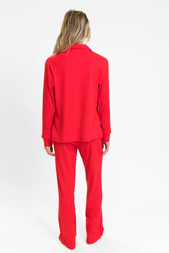 Drifting Off Red Ribbed Pajama Set FINAL SALE sold by Pink Lily product image thumbnail 5