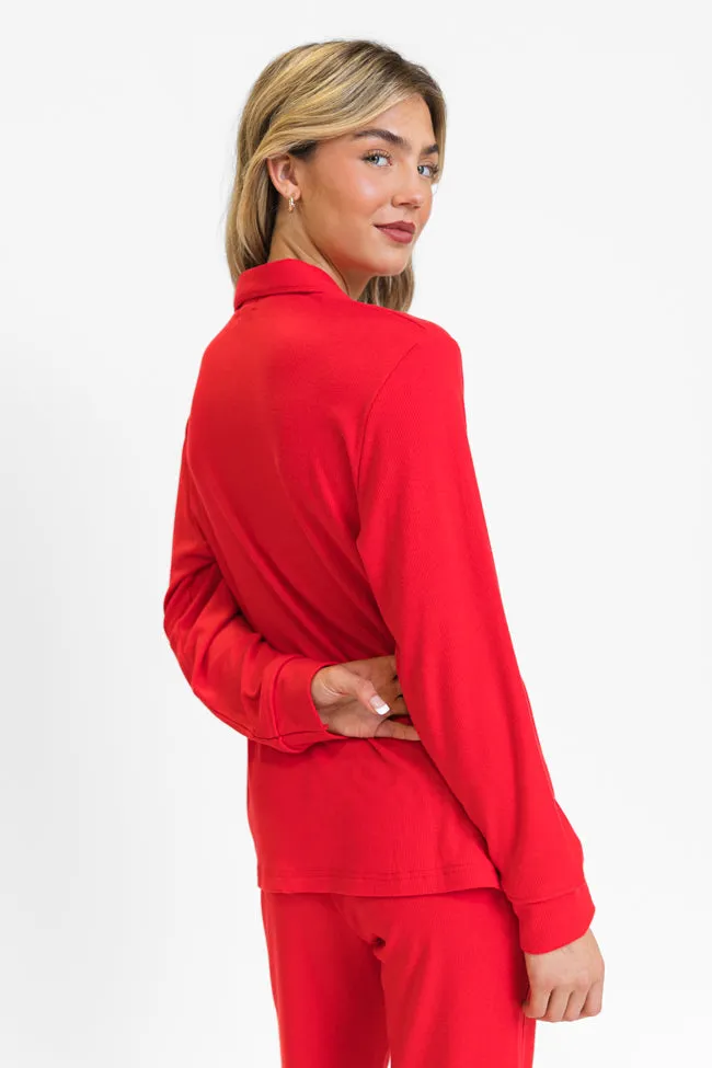 Drifting Off Red Ribbed Pajama Set FINAL SALE sold by Pink Lily product image thumbnail 4
