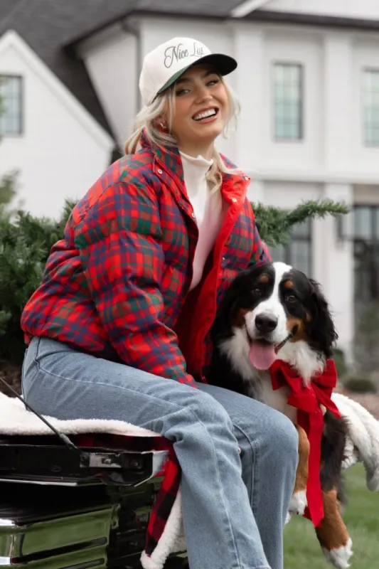 Puff It Up Red Plaid Puffer Jacket sold by Pink Lily