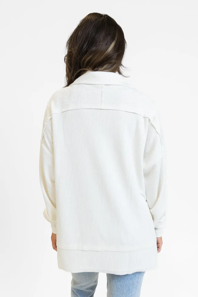 Fireside Festivities Cream Ribbed Quarter Zip Pullover FINAL SALE sold by Pink Lily product image thumbnail 5