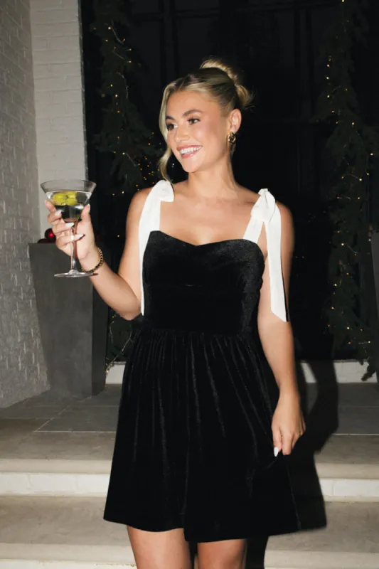 Black Tie Affair Black Tie Shoulder Velvet Dress FINAL SALE sold by Pink Lily