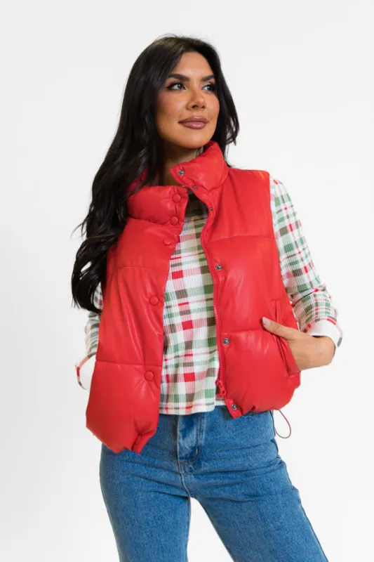 Steep Slopes Red Faux Leather Vest SALE sold by Pink Lily