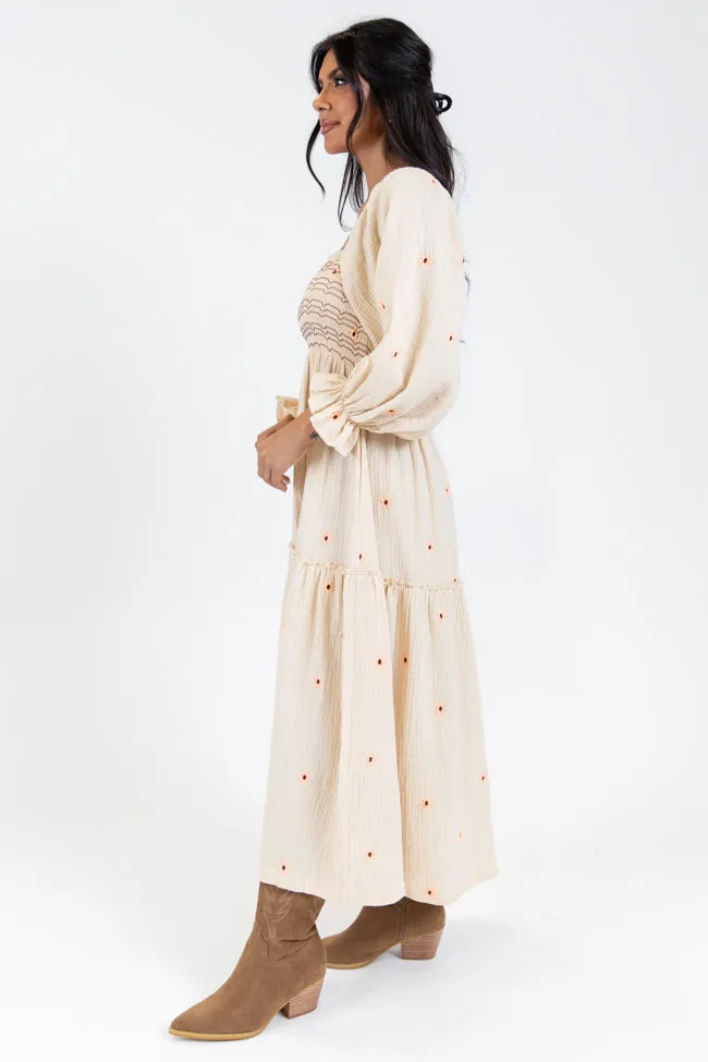 Dress To Impress Beige Floral Stitched Smocked Top Dress SALE sold by Pink Lily product image thumbnail 5