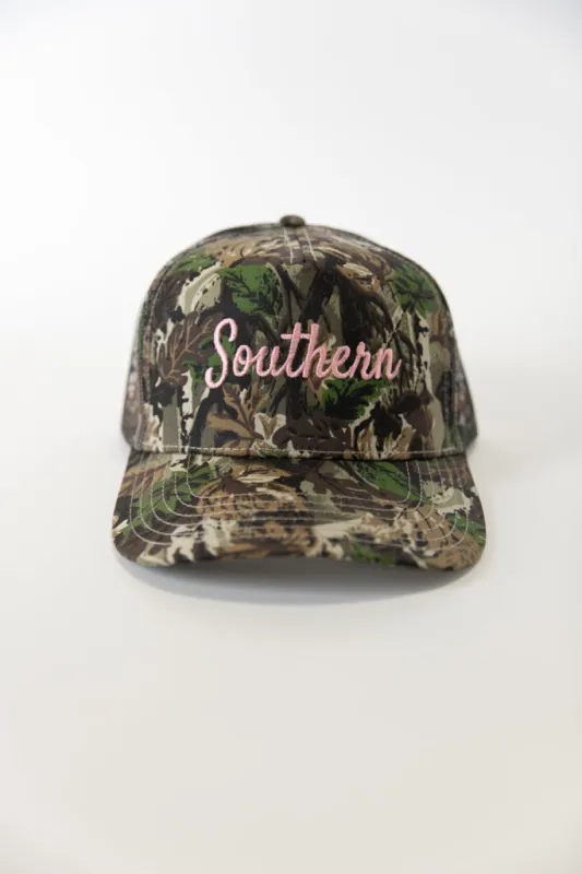 Southern Camo Trucker Hat made by Pink Lily