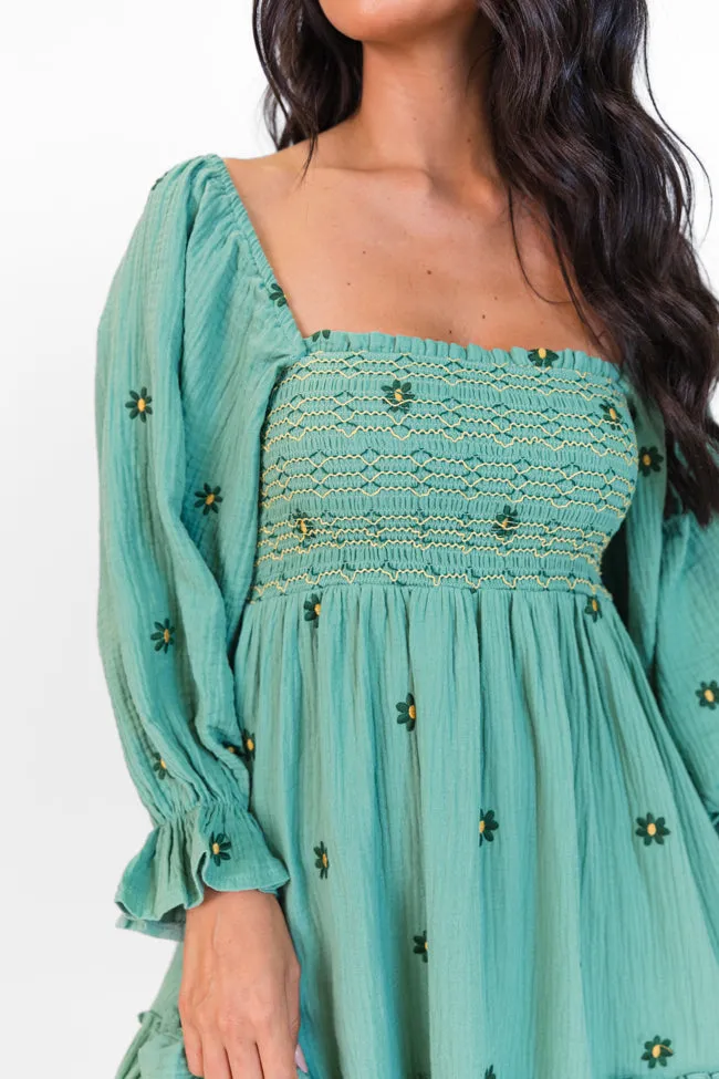 Dress To Impress Sage Floral Stitched Smocked Top Dress FINAL SALE sold by Pink Lily product image thumbnail 3