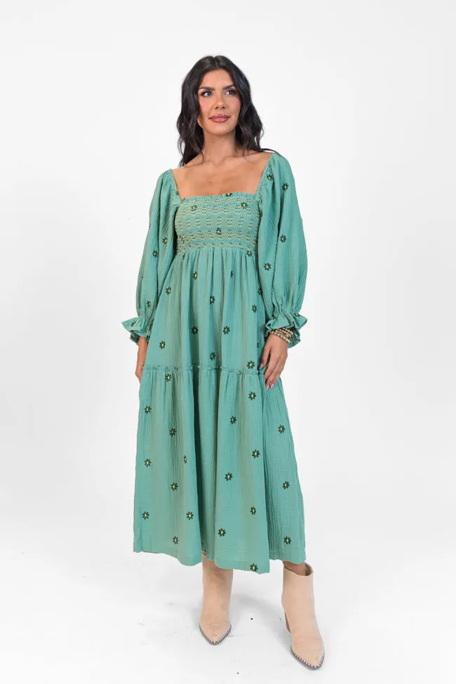 Dress To Impress Sage Floral Stitched Smocked Top Dress FINAL SALE sold by Pink Lily product image thumbnail 2