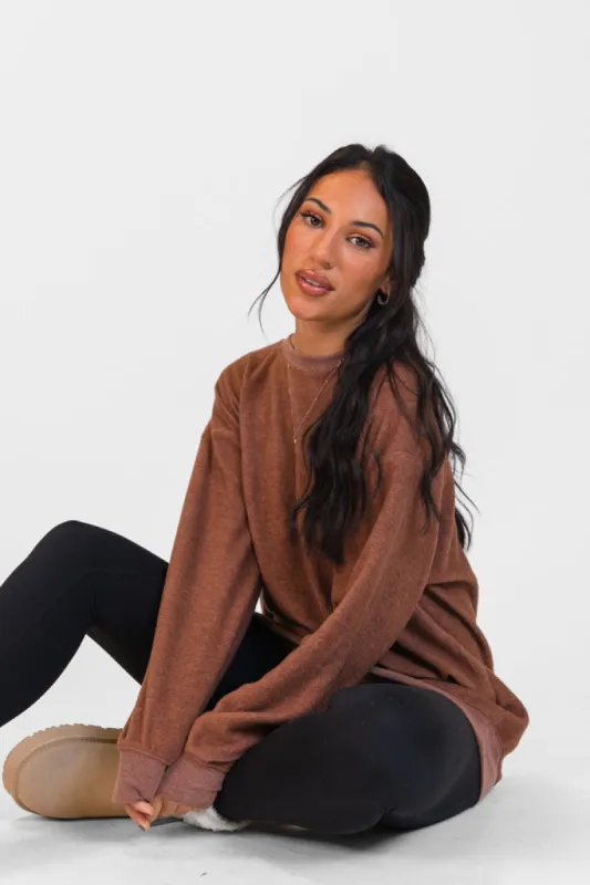 Peak To Peak Chestnut Brushed Pullover FINAL SALE sold by Pink Lily