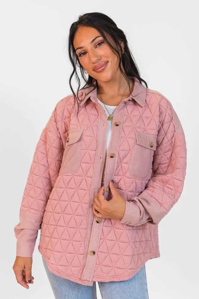 Off Season Blush Quilted Oversized Shacket sold by Pink Lily