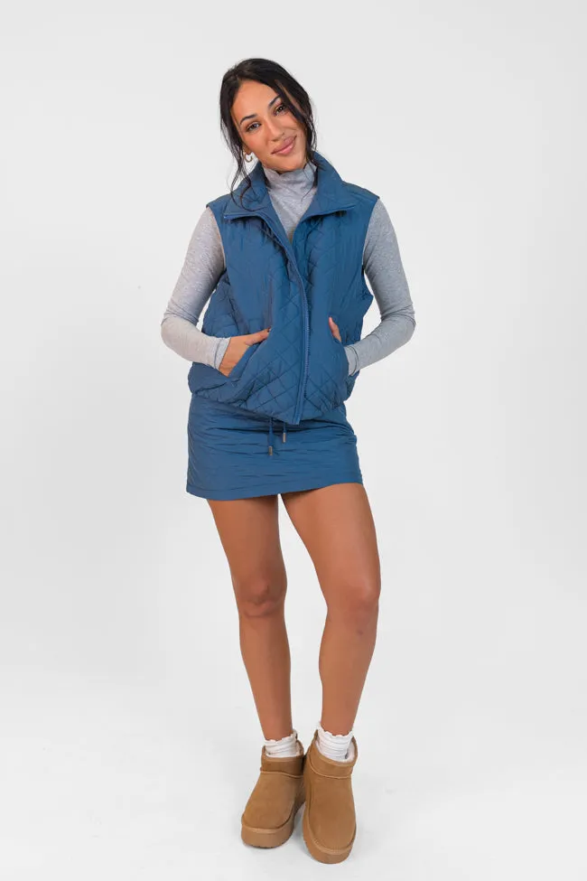 Mountainside Moment Cropped Blue Quilted Puffer Vest FINAL SALE sold by Pink Lily product image thumbnail 2