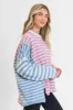 Kind Hearts Dusty Pink Multi Color Block Stripe Sweater sold by Pink Lily