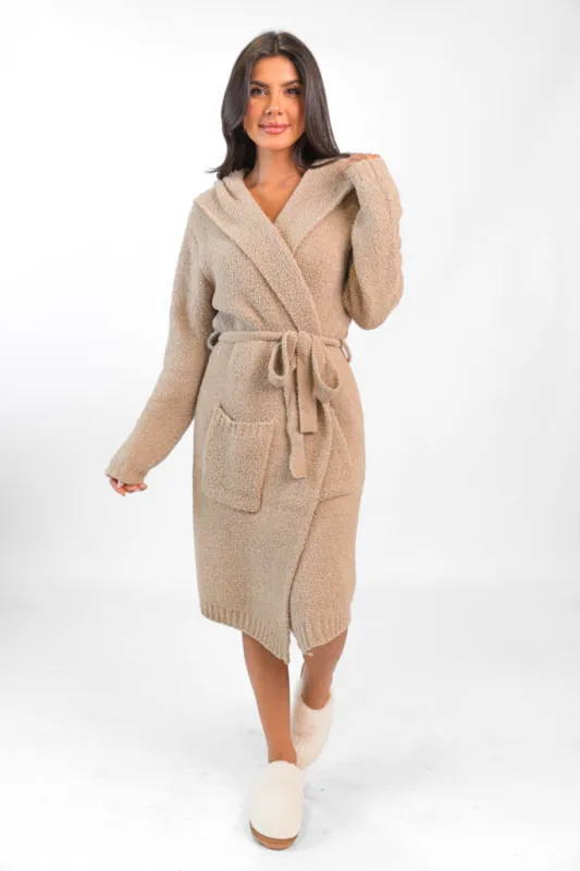 It Was All A Dream Tan Hooded Robe DOORBUSTER sold by Pink Lily