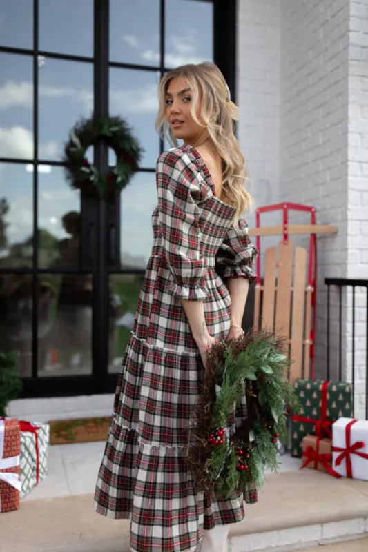 Time For Cheer Multi Plaid Midi Dress SALE sold by Pink Lily