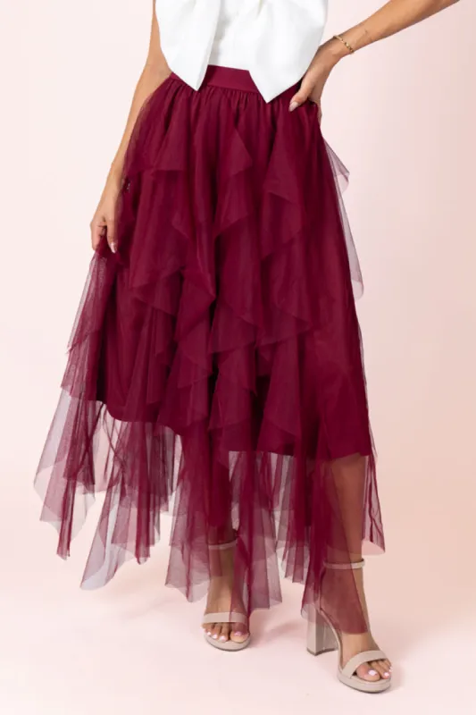 Magical Feeling Wine Tulle Maxi Skirt FINAL SALE sold by Pink Lily