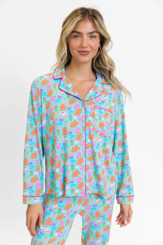 Under The Stars in Christmas Cheer Long Sleeve Bamboo Pajama Top FINAL SALE sold by Pink Lily