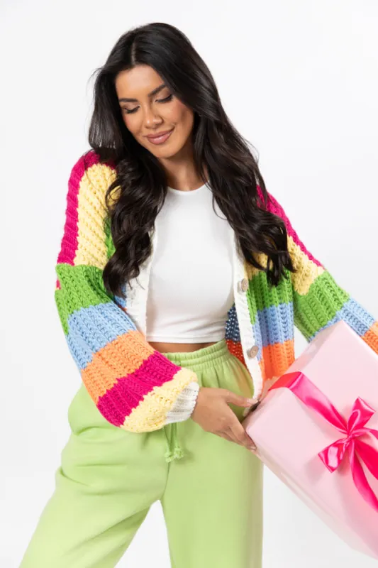 Little Bit More Multi Stripe Cardigan FINAL SALE sold by Pink Lily