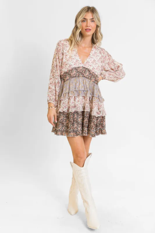 For A Second Multi Print Mini Dress sold by Pink Lily