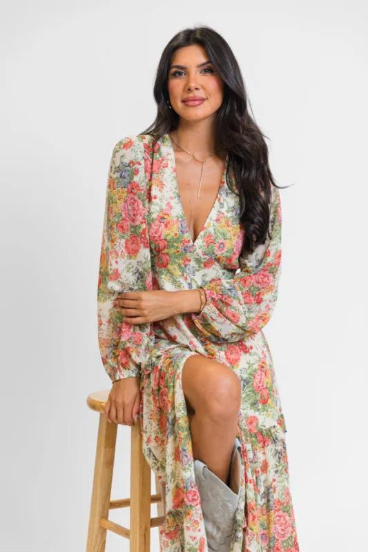 Fell For You Multi Floral Print Maxi Dress sold by Pink Lily