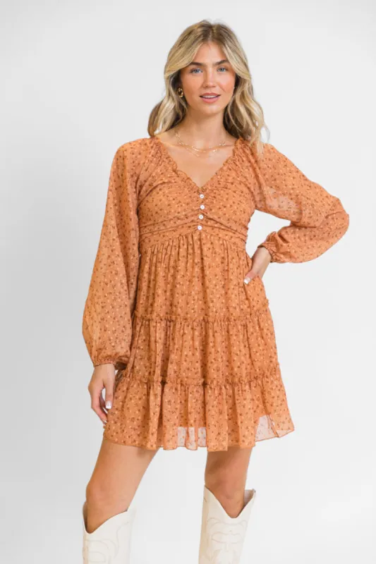 Next Time Brown Printed Mini Dress FINAL SALE sold by Pink Lily