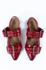 Addison Red Leather Buckle Slingback Flat sold by Pink Lily