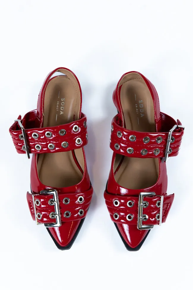 Addison Red Leather Buckle Slingback Flat sold by Pink Lily product image thumbnail 3