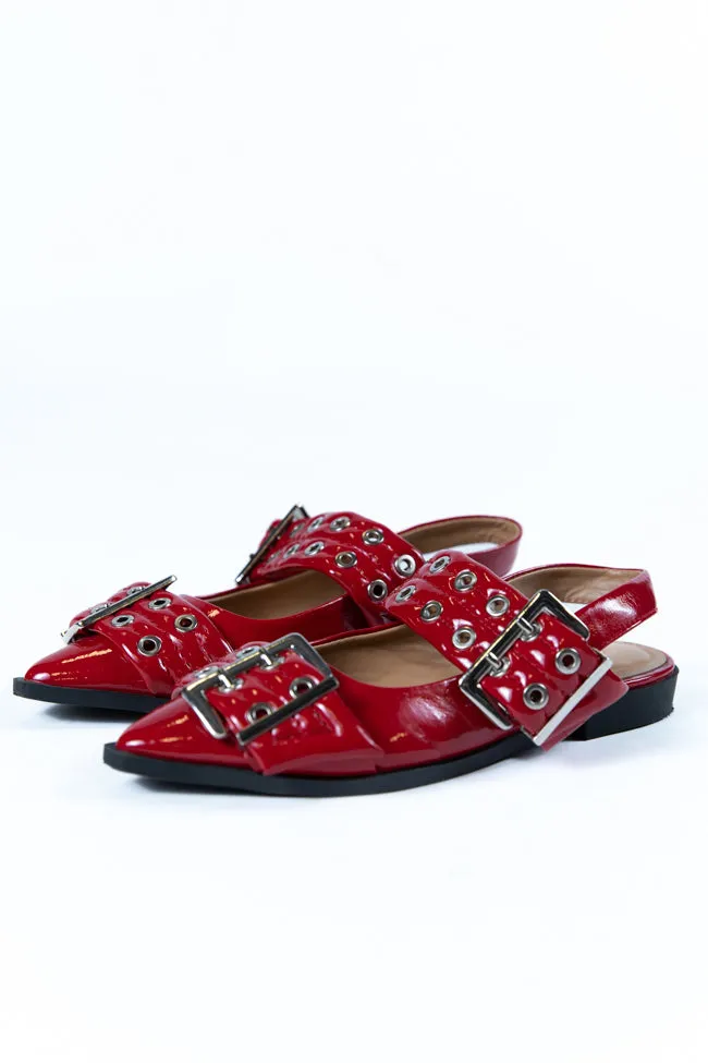 Addison Red Leather Buckle Slingback Flat sold by Pink Lily product image thumbnail 5