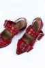 Addison Red Leather Buckle Slingback Flat sold by Pink Lily