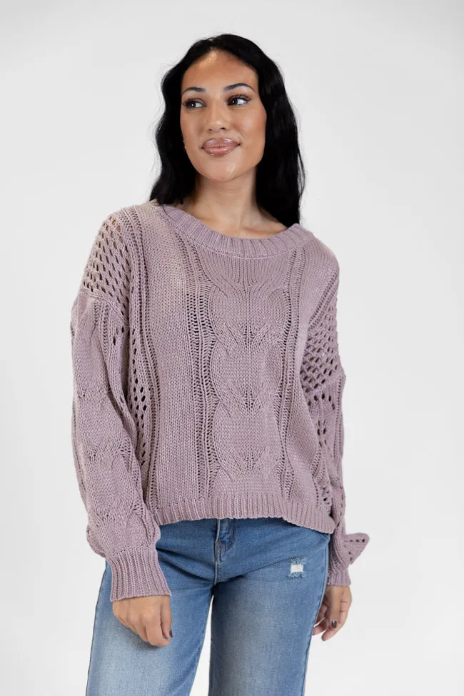 Make It Right Taupe Wide Neck Cable Knit Sweater SALE sold by Pink Lily product image thumbnail 4