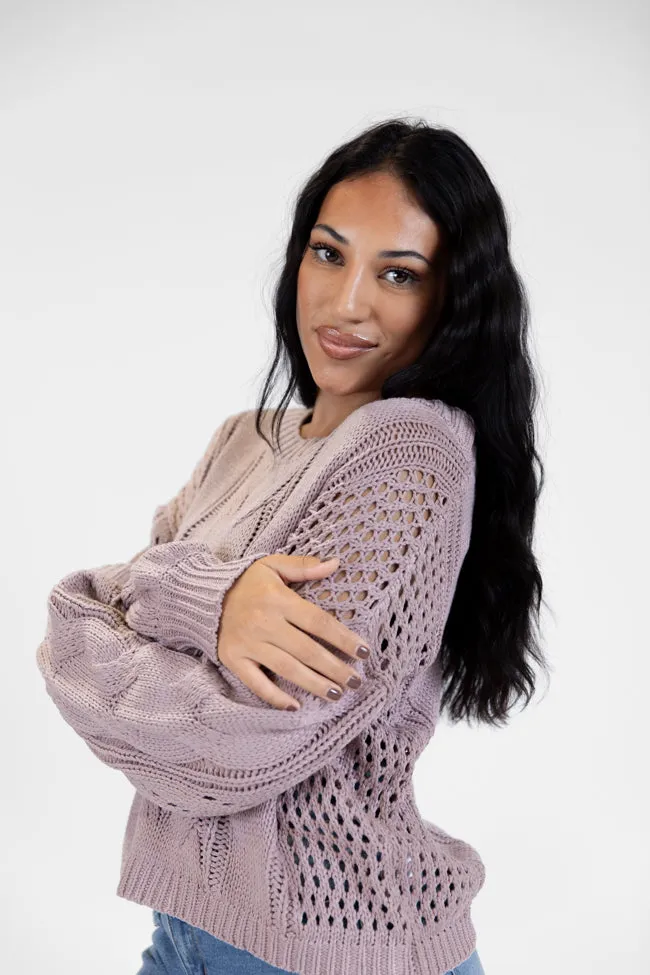 Make It Right Taupe Wide Neck Cable Knit Sweater SALE sold by Pink Lily product image thumbnail 3