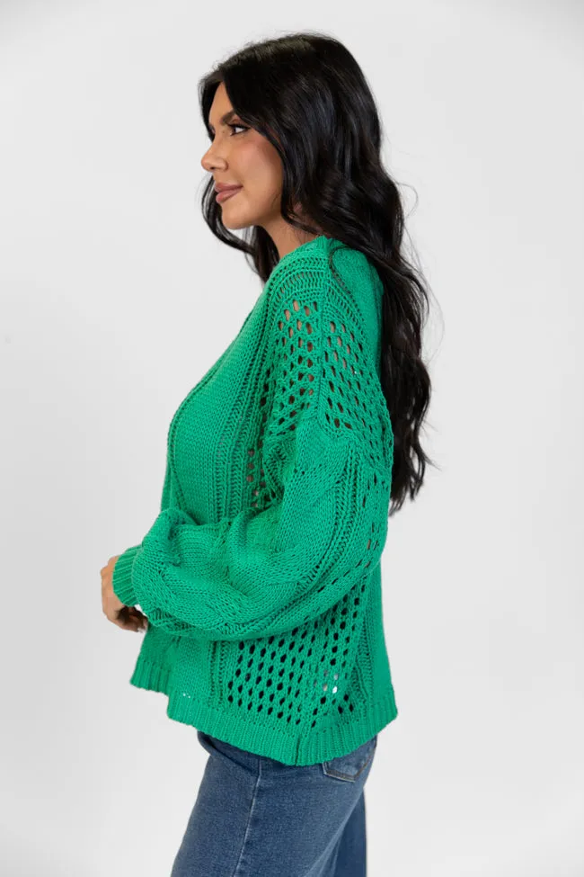 Make It Right Green Wide Neck Cable Knit Sweater DOORBUSTER sold by Pink Lily product image thumbnail 4