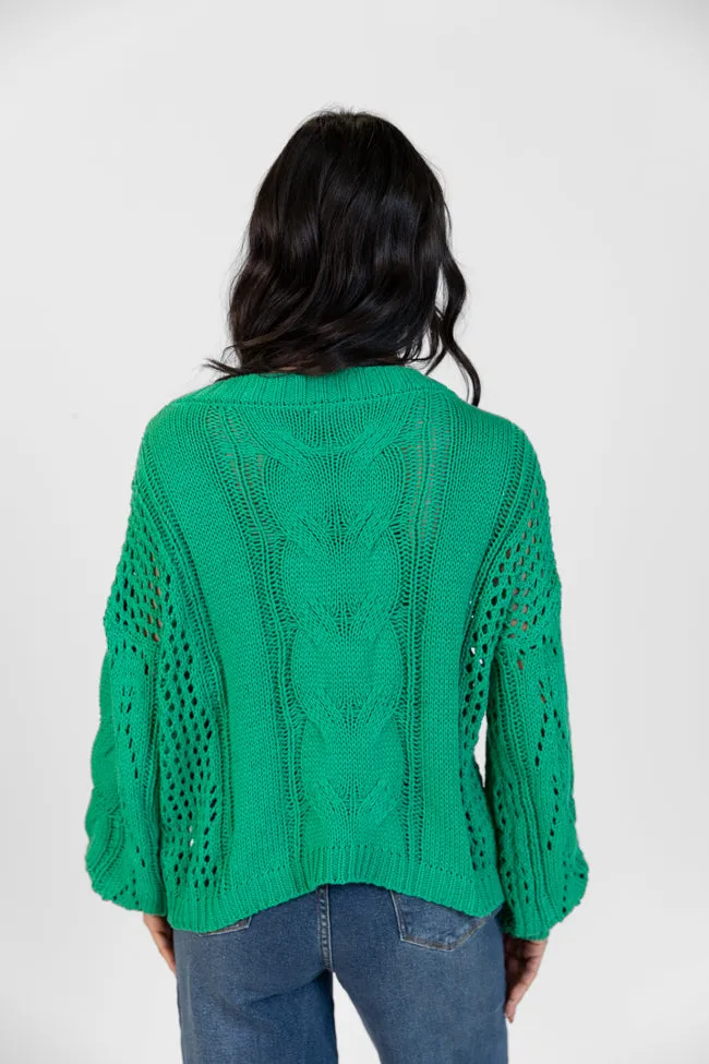Make It Right Green Wide Neck Cable Knit Sweater DOORBUSTER sold by Pink Lily product image thumbnail 5
