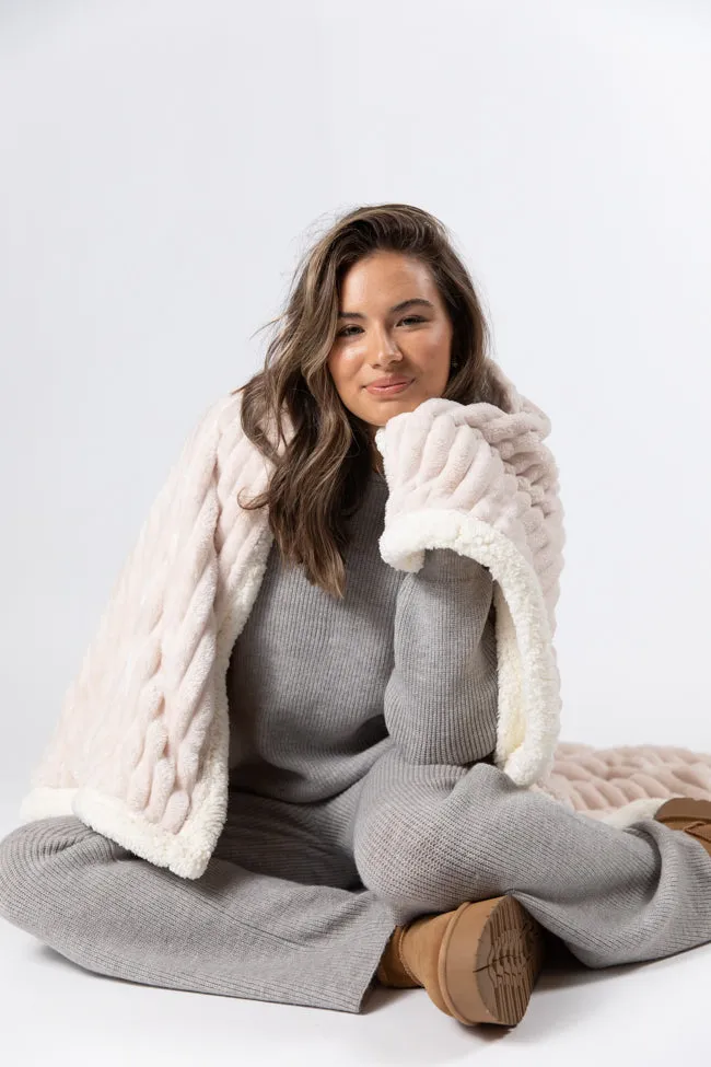 Cozy On Up Cream Luxe Fur Sherpa Lined Blanket sold by Pink Lily product image thumbnail 4