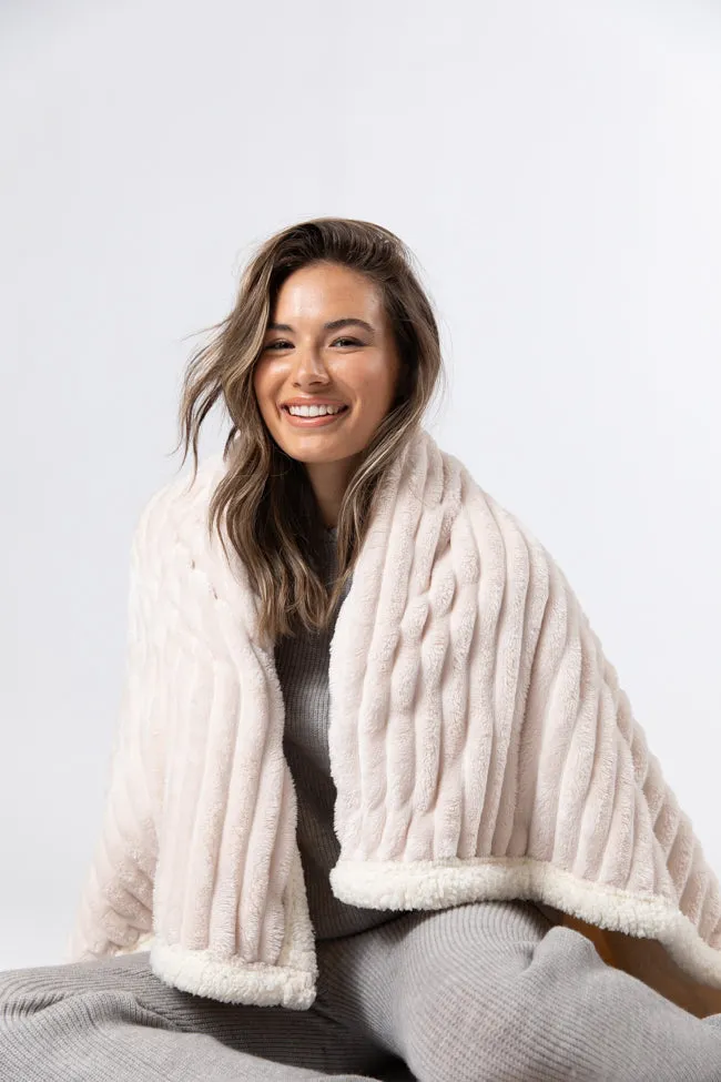 Cozy On Up Cream Luxe Fur Sherpa Lined Blanket sold by Pink Lily
