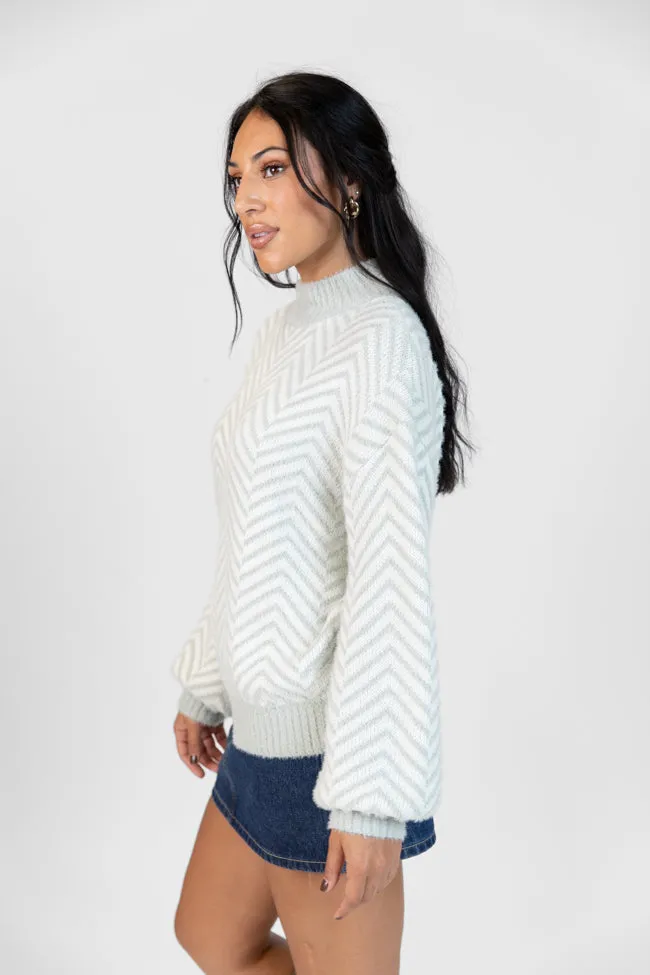 All That You Are Grey Fuzzy Herringbone Mock Neck Sweater FINAL SALE sold by Pink Lily product image thumbnail 4