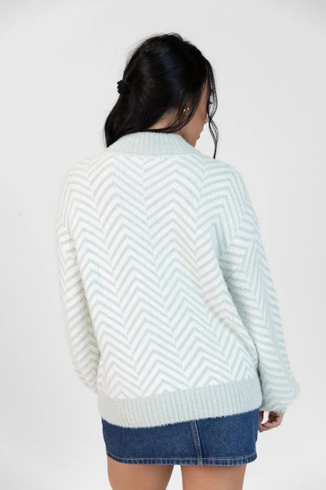 All That You Are Grey Fuzzy Herringbone Mock Neck Sweater FINAL SALE sold by Pink Lily product image thumbnail 5