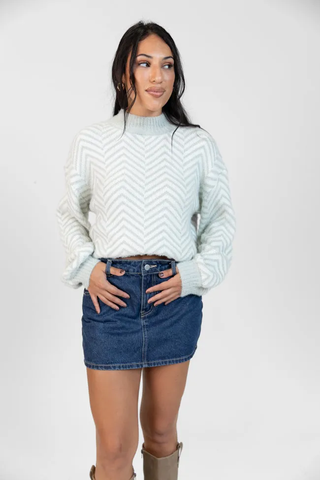 All That You Are Grey Fuzzy Herringbone Mock Neck Sweater FINAL SALE sold by Pink Lily product image thumbnail 2