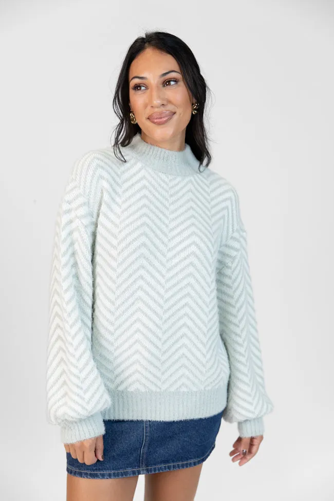 All That You Are Grey Fuzzy Herringbone Mock Neck Sweater FINAL SALE sold by Pink Lily product image thumbnail 3