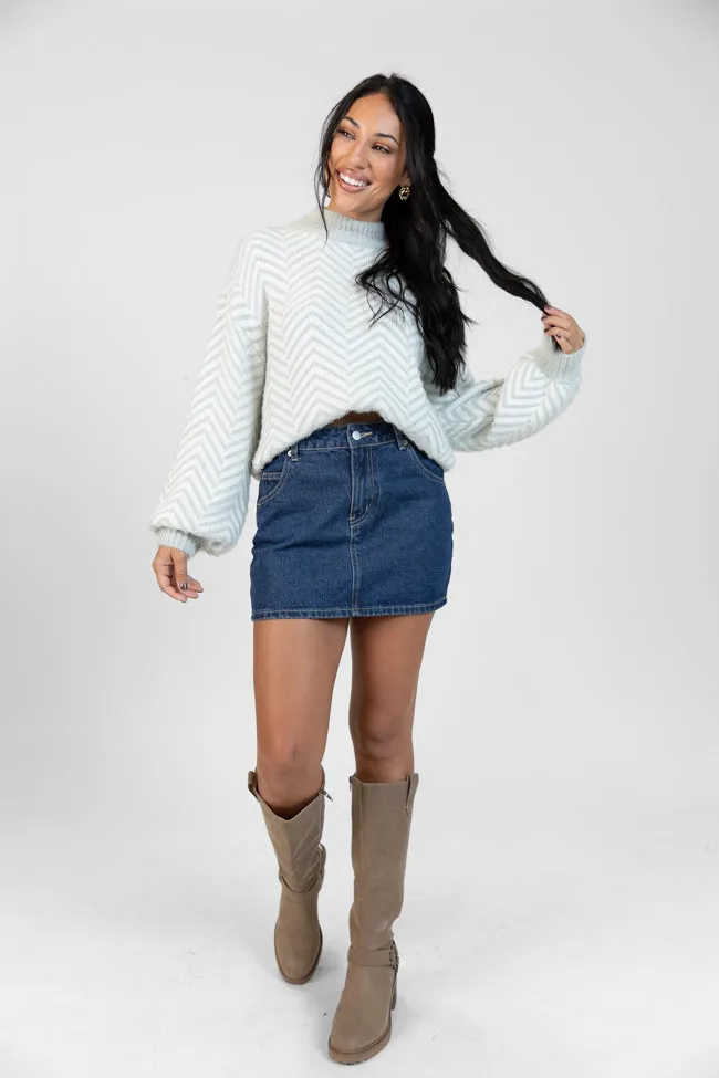 All That You Are Grey Fuzzy Herringbone Mock Neck Sweater FINAL SALE sold by Pink Lily