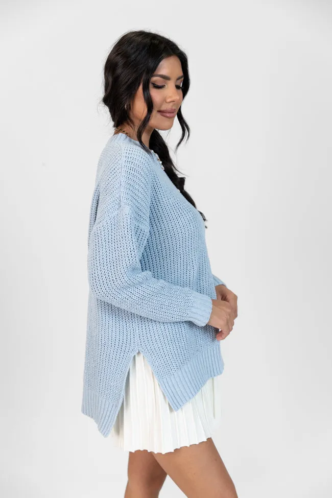 Everyday Feelings Blue Chenille Waffle Knit Sweater FINAL SALE sold by Pink Lily product image thumbnail 5