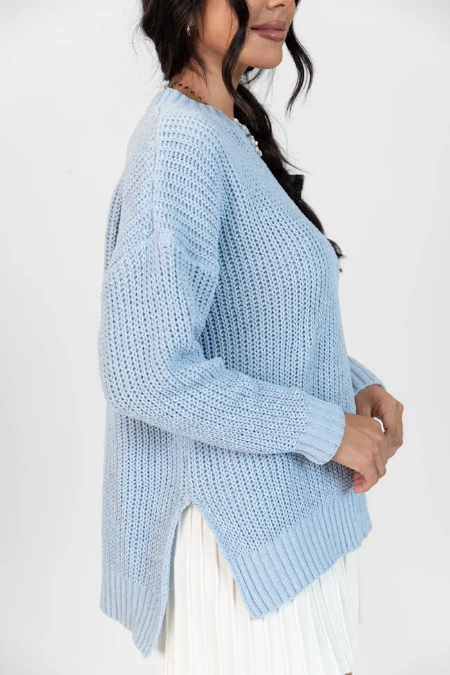 Everyday Feelings Blue Chenille Waffle Knit Sweater FINAL SALE sold by Pink Lily product image thumbnail 4