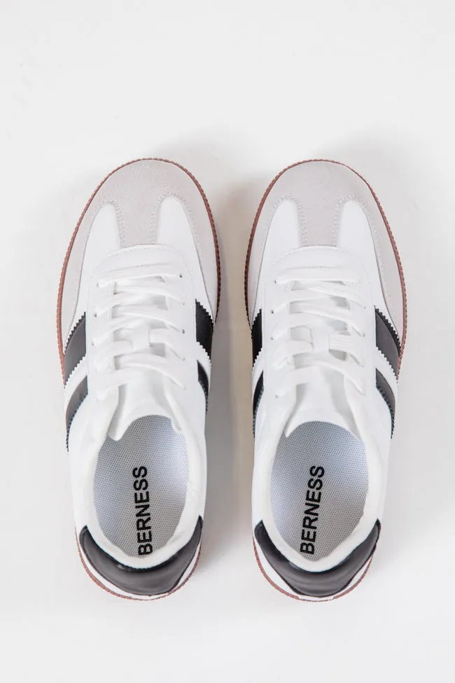 Lunden Double Stripe Black and White Leather Sneaker SALE sold by Pink Lily product image thumbnail 3
