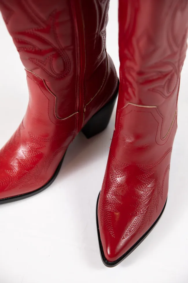 Daelyn Red Leather Cowboy Boot sold by Pink Lily product image thumbnail 2