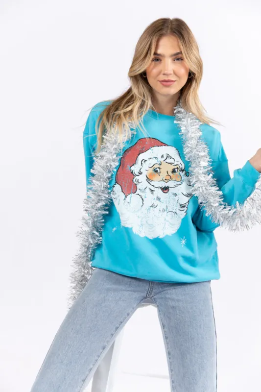 Have Yourself A Merry Little Christmas Aqua Blue Graphic Sweatshirt FINAL SALE sold by Pink Lily