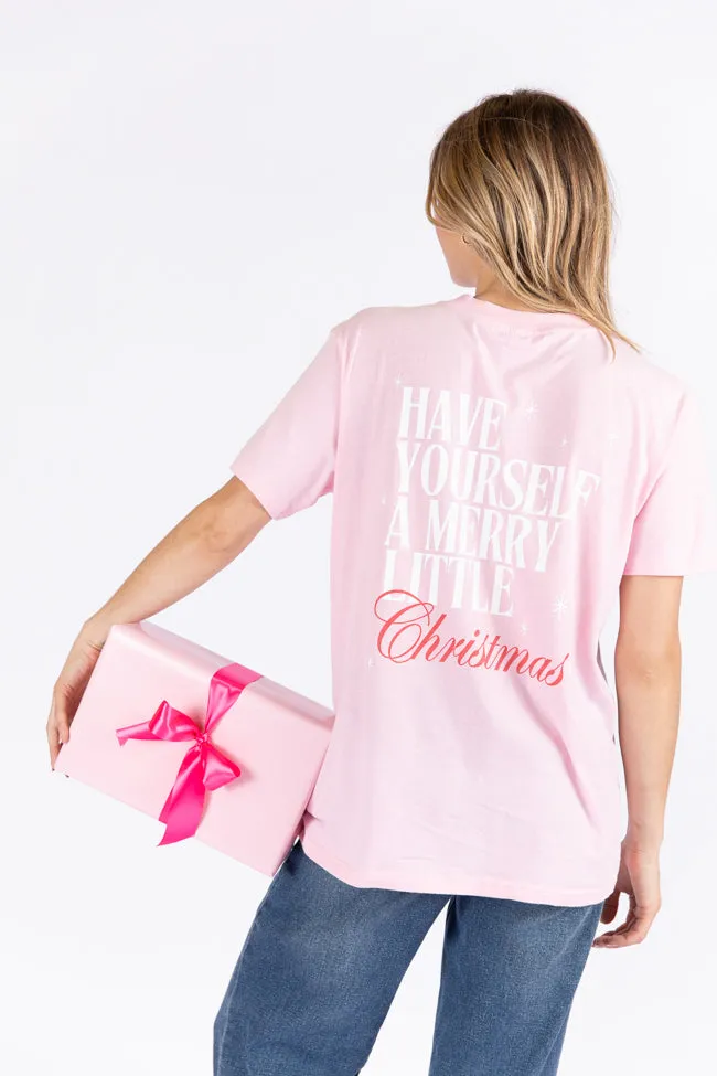 Have Yourself A Merry Little Christmas Light Pink Oversized Graphic Tee sold by Pink Lily product image thumbnail 2