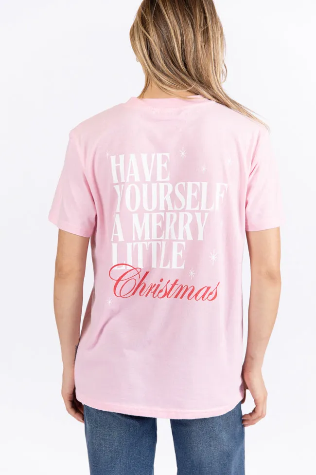 Have Yourself A Merry Little Christmas Light Pink Oversized Graphic Tee sold by Pink Lily product image thumbnail 4