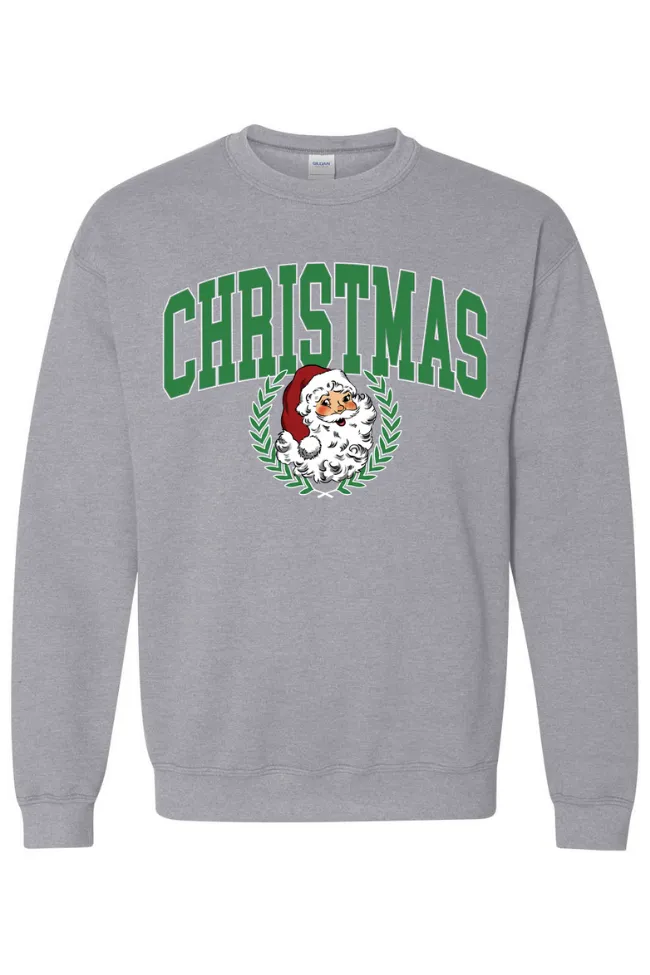 Christmas Santa Light Grey Oversized Graphic Sweatshirt DOORBUSTER sold by Pink Lily