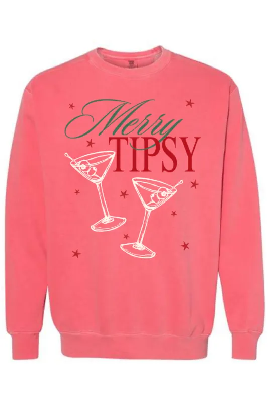 Merry Tipsy Gumdrop Red Graphic Sweatshirt DOORBUSTER sold by Pink Lily